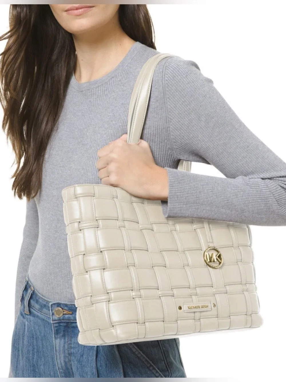 Michael Kors ivy woven east west tote